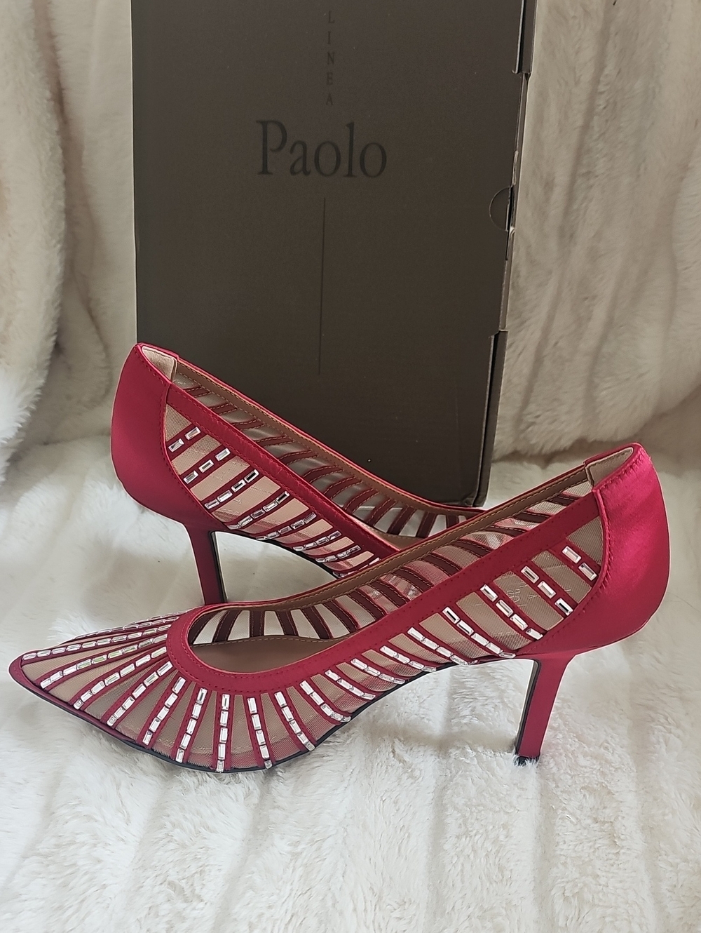 Paolo Red Satin Pointed-Toe Stiletto Heels
